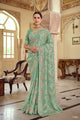 Mehendi Party Wear Bluish Green Designer Saree by Fashion Nation