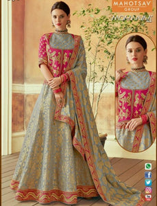 Rajasthani Style MAH7806 Wedding Wear Blue Pink Silk Lehenga Choli - Fashion Nation