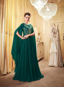 Stylish Indo Western LD8108 Green Georgette Silk Anarkali Gown - Fashion Nation