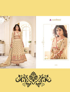 Shamita Shetty 8150 Off-White Multicoloured Georgette Silk Abaya Style Anarkali Suit - Fashion Nation