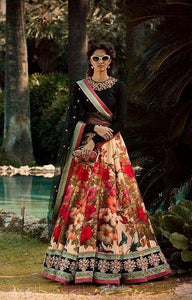 Designer Wear Anushka Sharma SN550 Bollywood Inspired Black Red Cream Multicoloured Silk Lehenga Choli - Fashion Nation