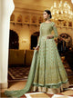 Fabulous Indo Western LF11005 Green Georgette Silk Chiffon Net Anarkali Lehenga - Fashion Nation