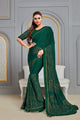 Evening Wear Emerald Green Jute Silk Saree with Blouse - Fashion Nation