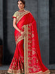 Afternoon Party Wear Red Silk Saree with Blouse - Fashion Nation