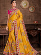 Haldi Function Wear Yellow Silk Saree with Pink Blouse - Fashion Nation