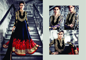PRK4842 Ethnic Alluring Navy Blue Georgette Anarkali Gown - Fashion Nation