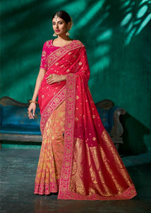Brilliant SS1105 Designer Peach Shaded Pink Viscose Silk Saree - Fashion Nation