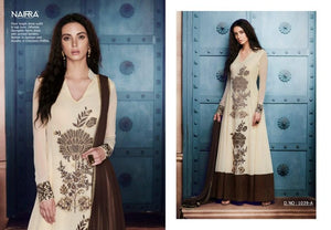 Beautiful NAK1039A Designer Off-White Georgette Silk Floor Length Dress Anarkali - Fashion Nation