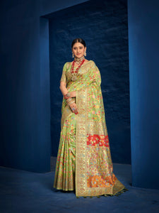 Mehendi Special Kashmiri Weaving Sari