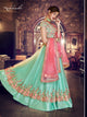 Nakkashi NAK4158 Bridal Sea Green Satin Silk Net Peach Lehenga Choli - Fashion Nation