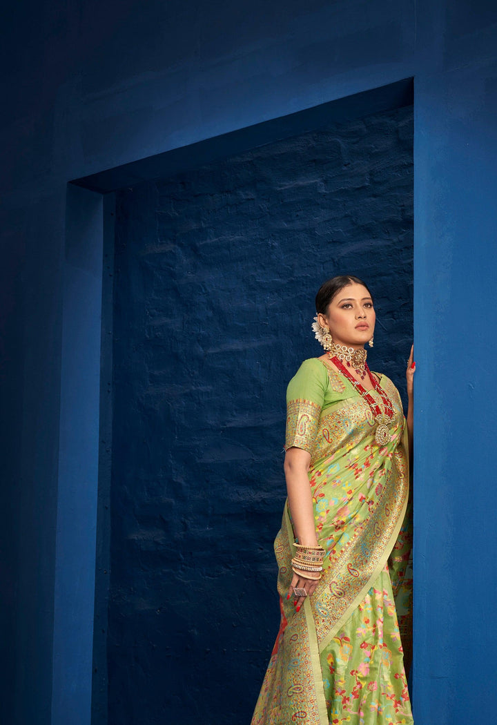 Mehendi Special Kashmiri Weaving Sari - Fashion Nation