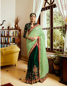 Vibrant ARD4111 Bridal Green Multicoloured Crepe Silk Saree - Fashion Nation