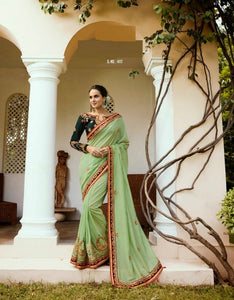 Designer ARD4117 Great Green Multicoloured Silk Saree - Fashion Nation