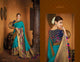 Handcrafted Kajal Aggarwal KIM1105 Bridal Turquoise Blue Silk Saree - Fashion Nation