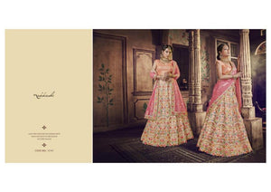 Wedding Wear Nakkashi NAK5141 Bridal Multicoloured Pink Peach Net Silk Lehenga Choli - Fashion Nation